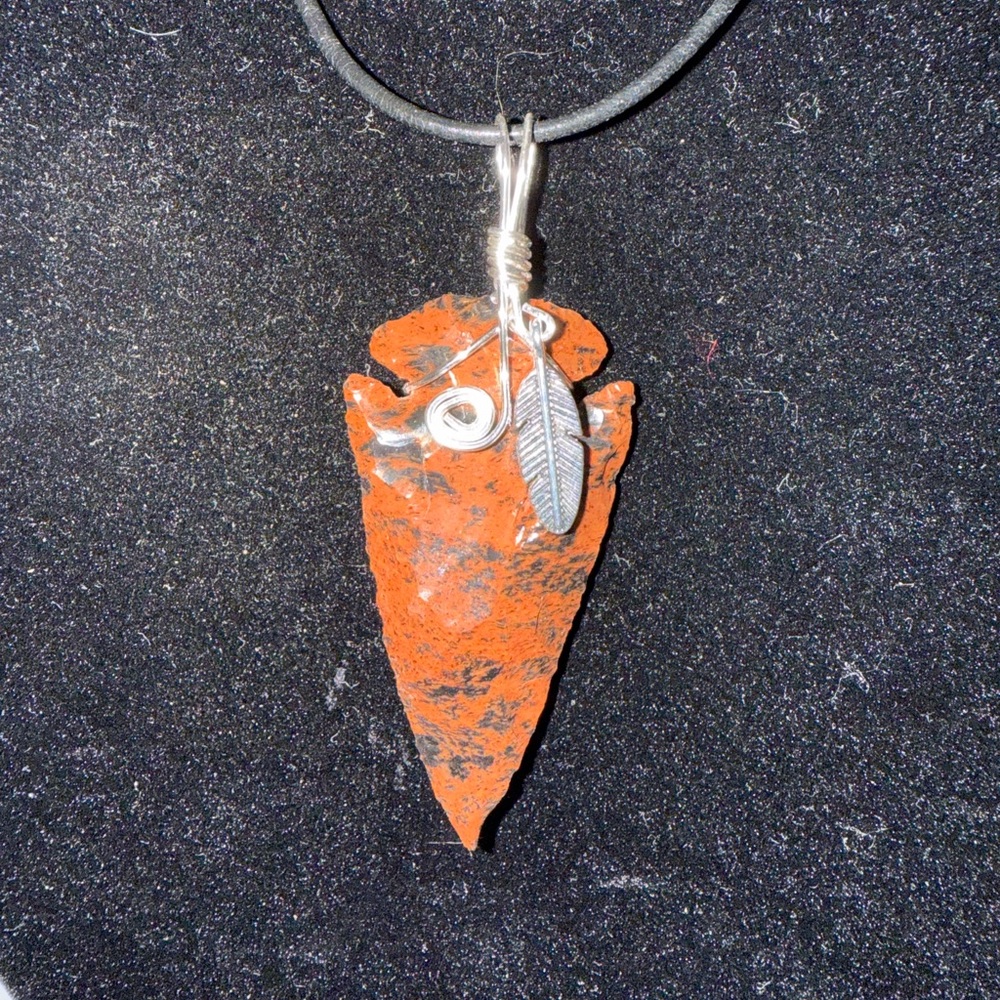 Wire Wrapped Mahogany Obsidian Arrowhead Necklace Unique Artisan Statement Piece